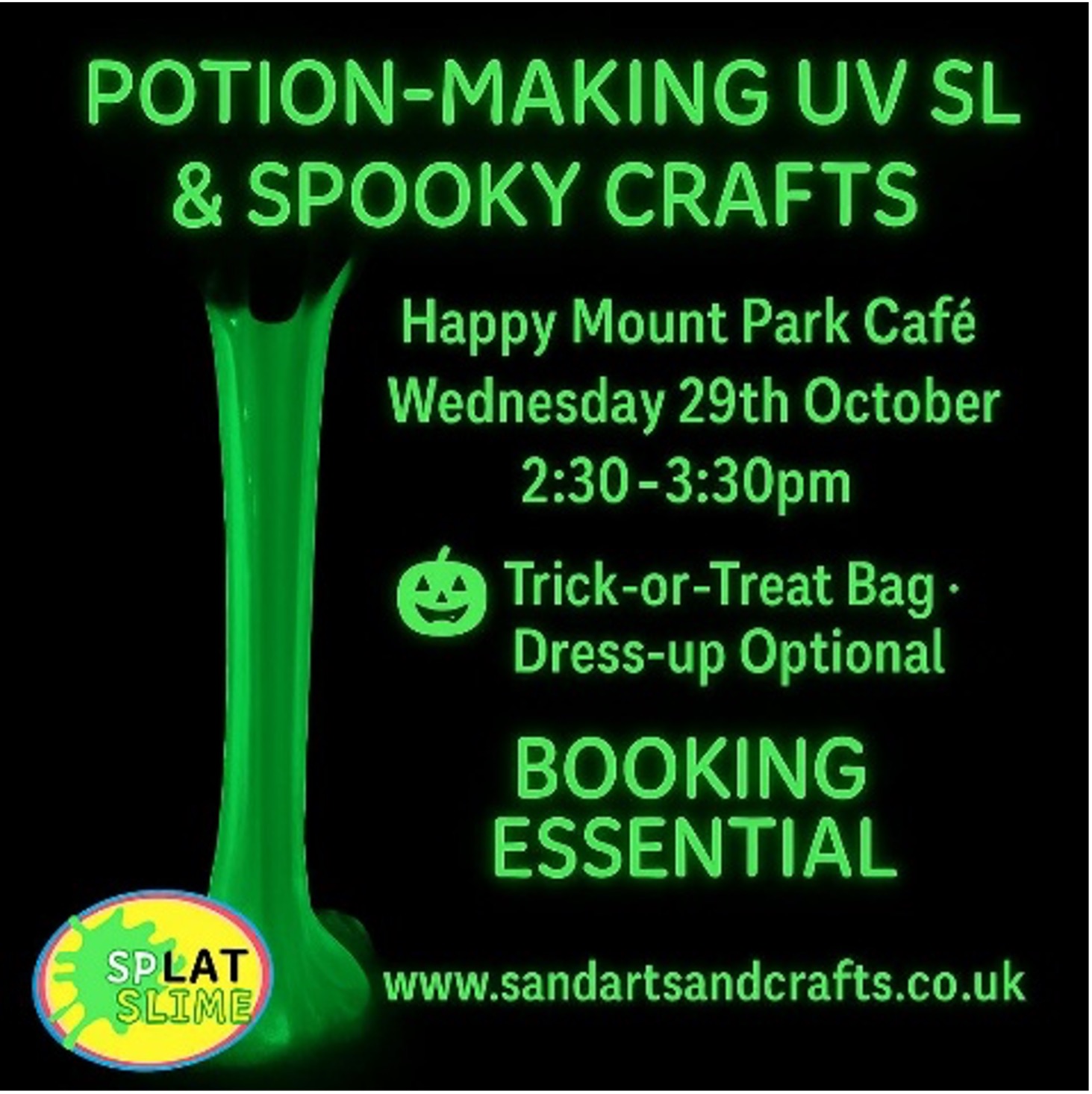 Potion-Making Spooky Slime (UV Glow) – 29th October – 2:30–3:30pm