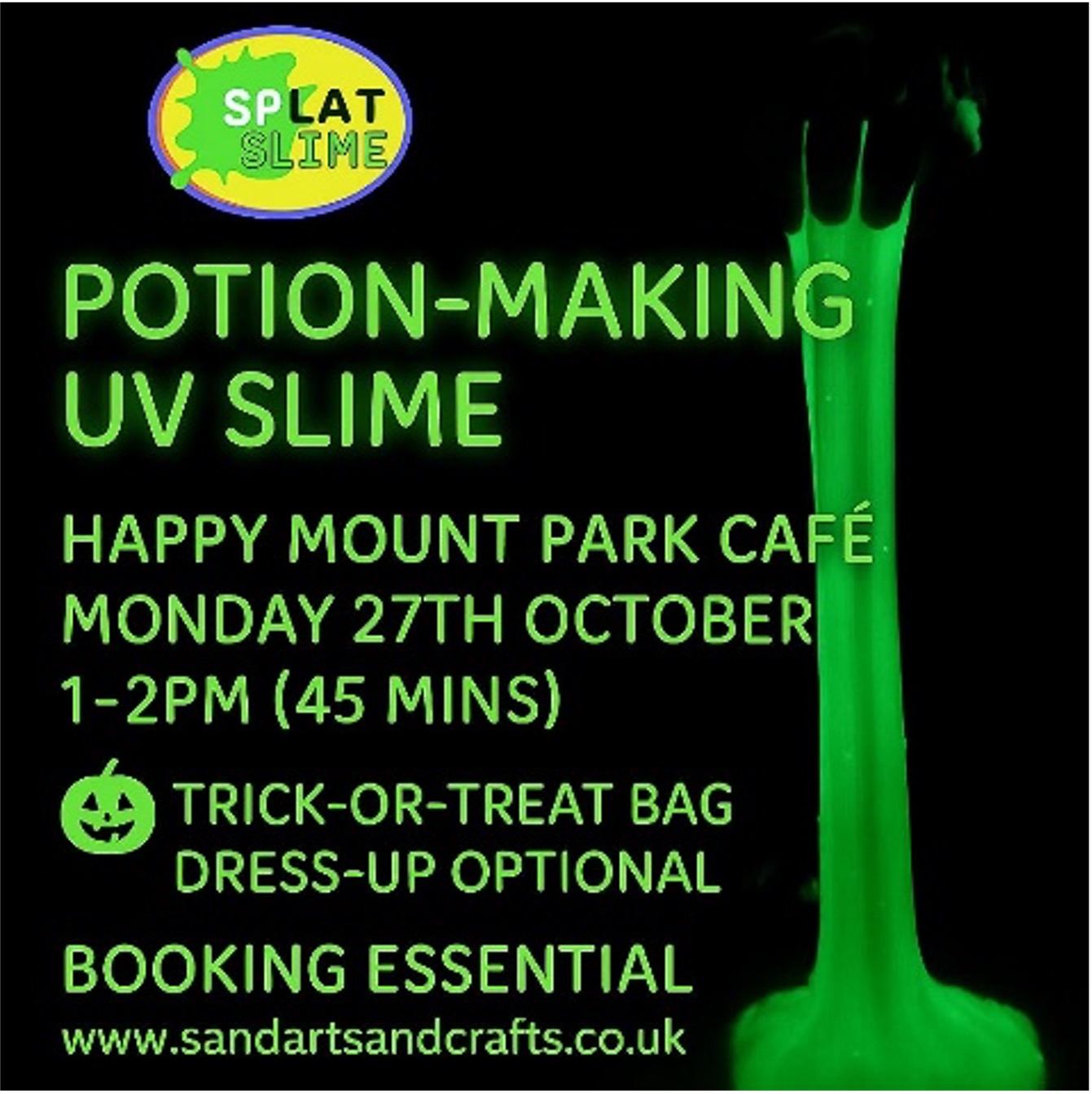 Potion-Making Spooky Slime (UV Glow) – 27th October – 1–2pm