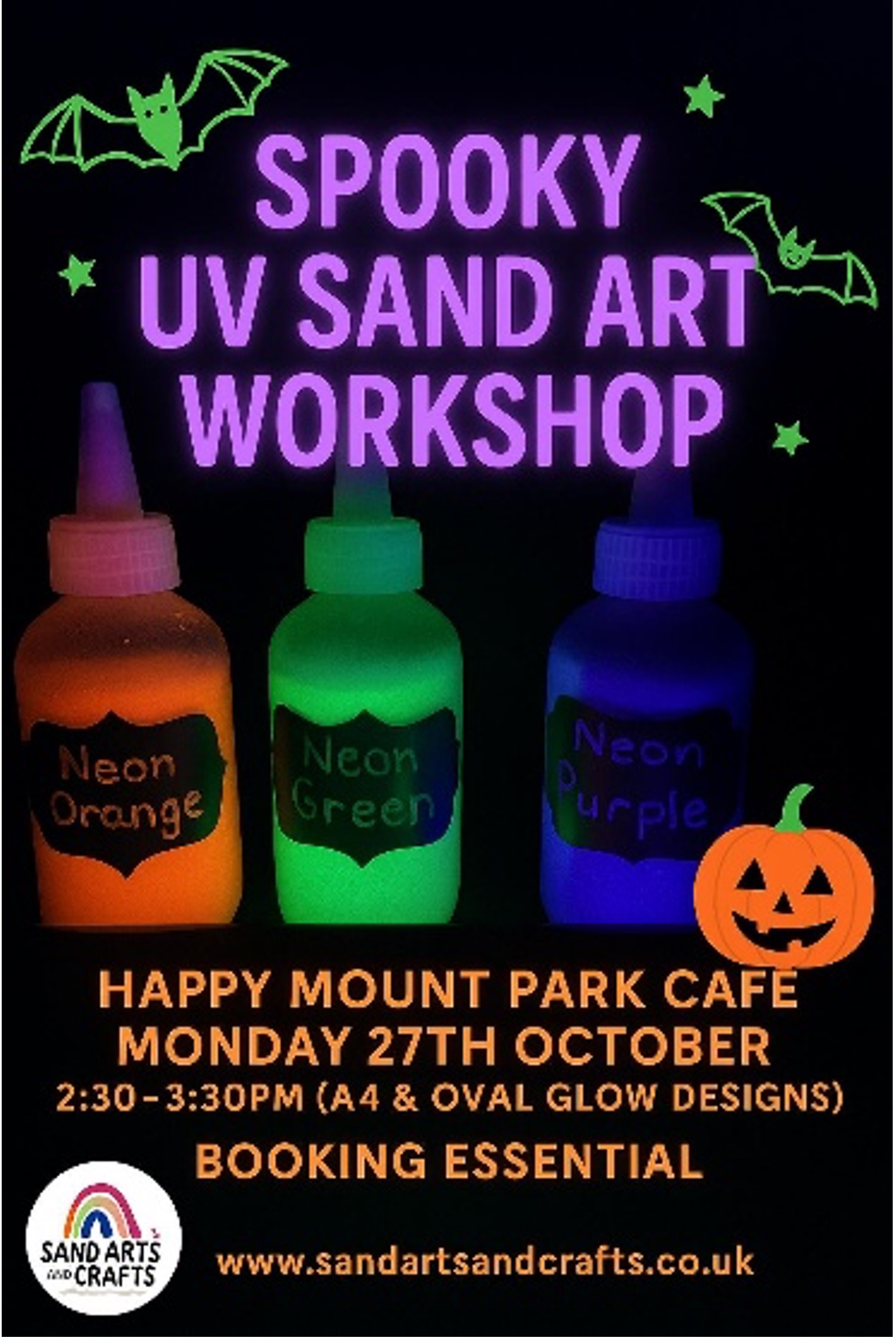 Halloween UV Sand Art – 27th October – 2:30–3:30pm